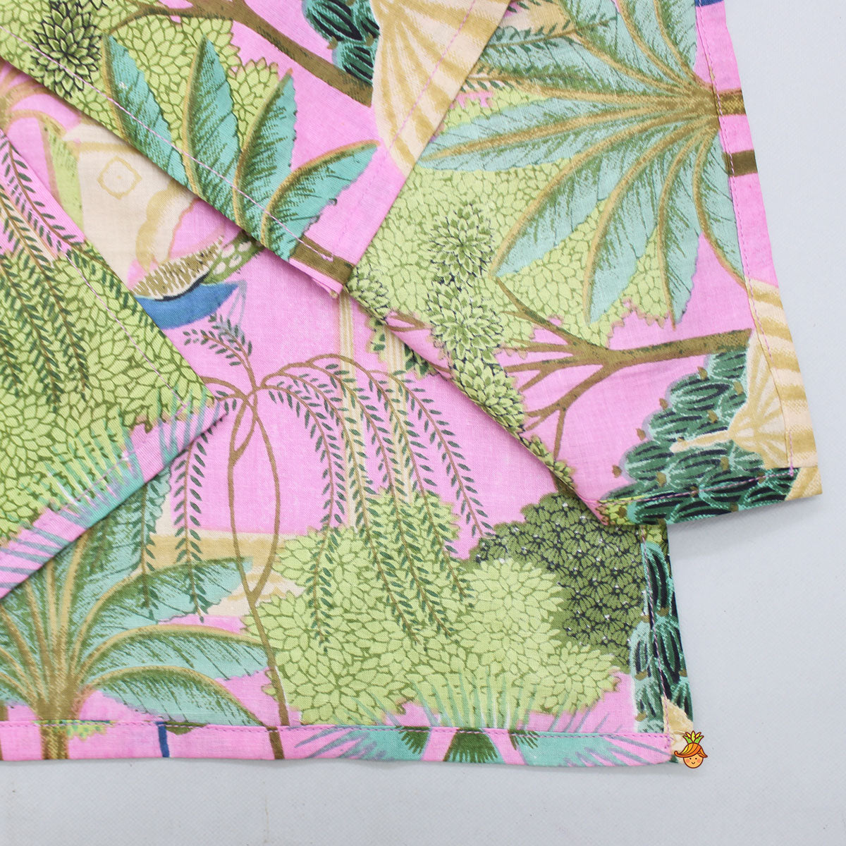 Pre Order: Peacock Printed Cotton Multicolour Kurta And White Pyjama