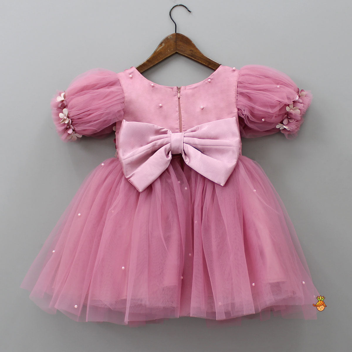 Pre Order: Flower Enhanced Pink Butterfly Wings Dress With Head Band