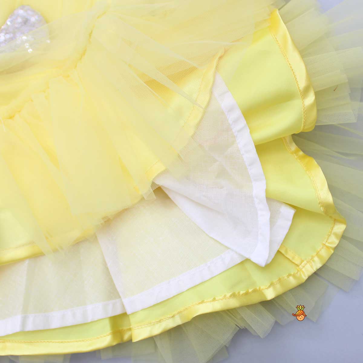 Puff Sleeves And Ruffle Hem Yellow Fancy Dress