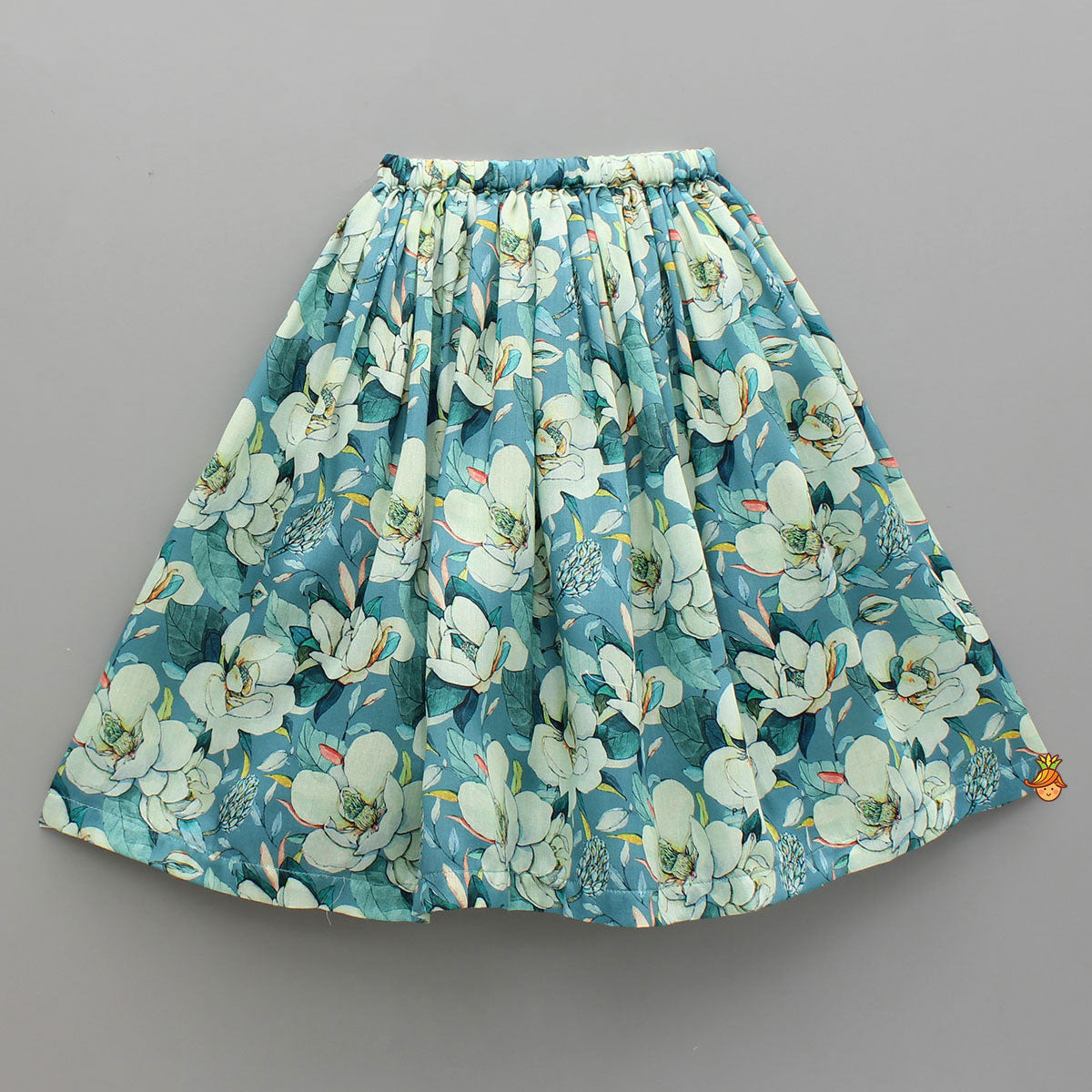 Pre Order: Floral Printed Scalloped Shaped Yoke Top With Lehenga