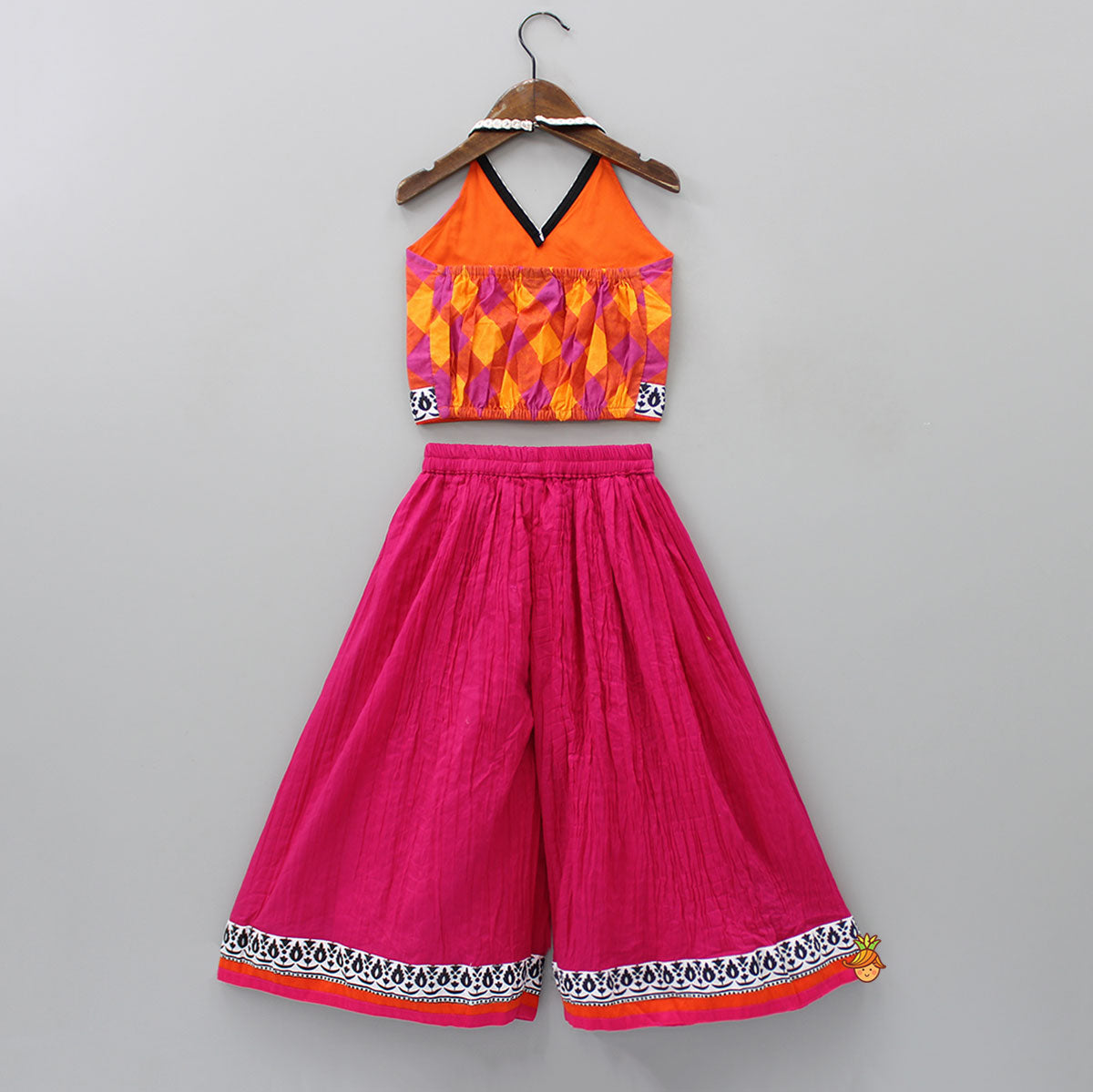 Printed Halter Neck Top With Pink Palazzo