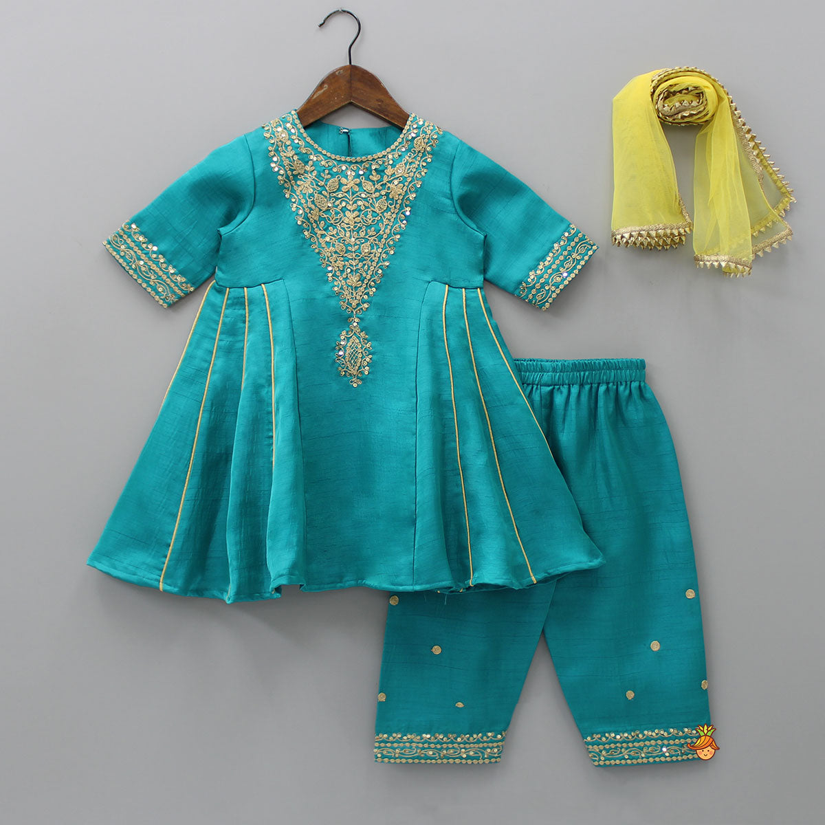 Pre Order: Beautiful Sequins Work Kurti With Pant And Net Dupatta