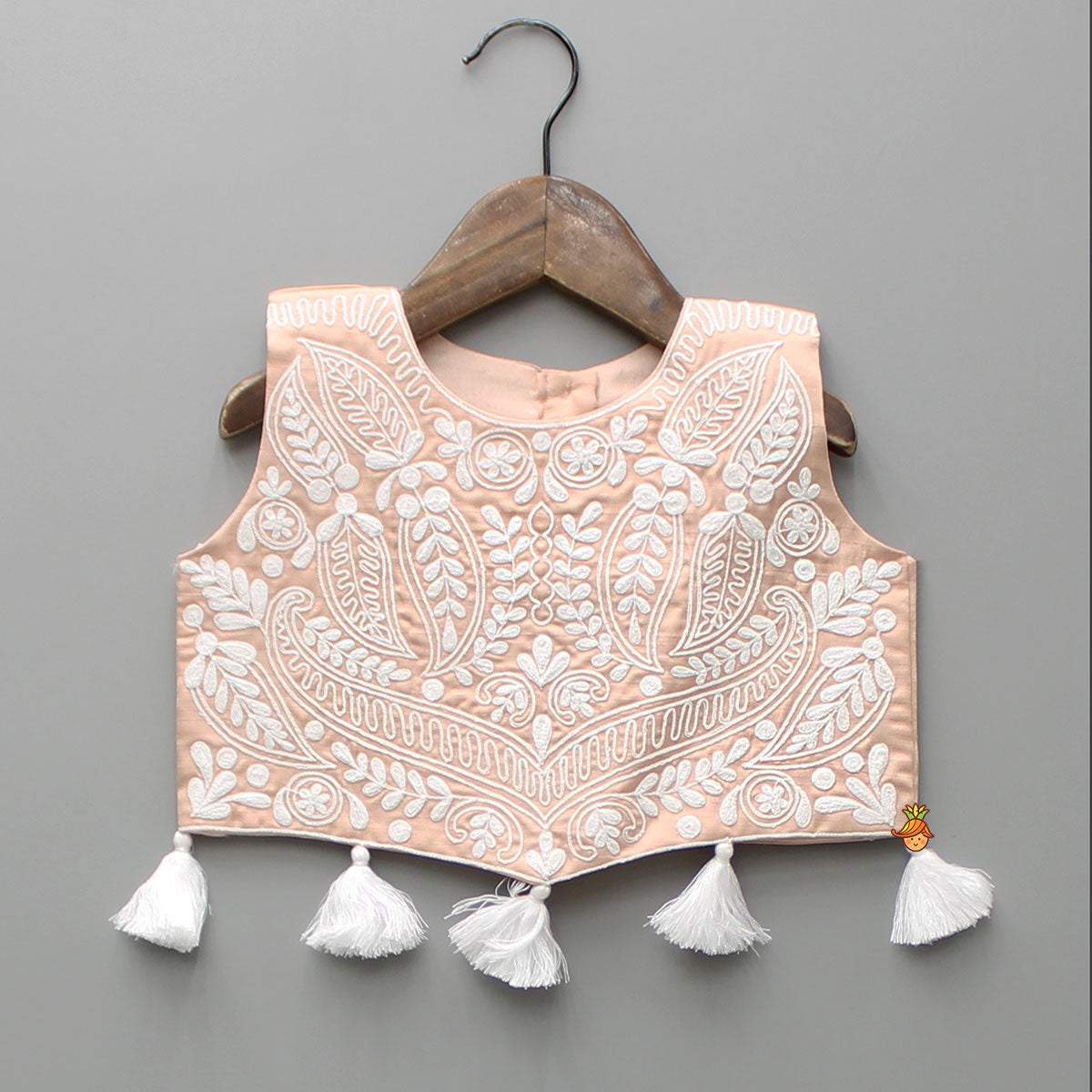 Pre Order: Floral Embroidered Fringed Hem Top And Flared Palazzo