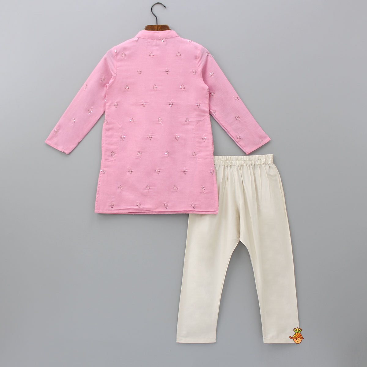 Sequin Embroidered Pink Kurta And Pyjama