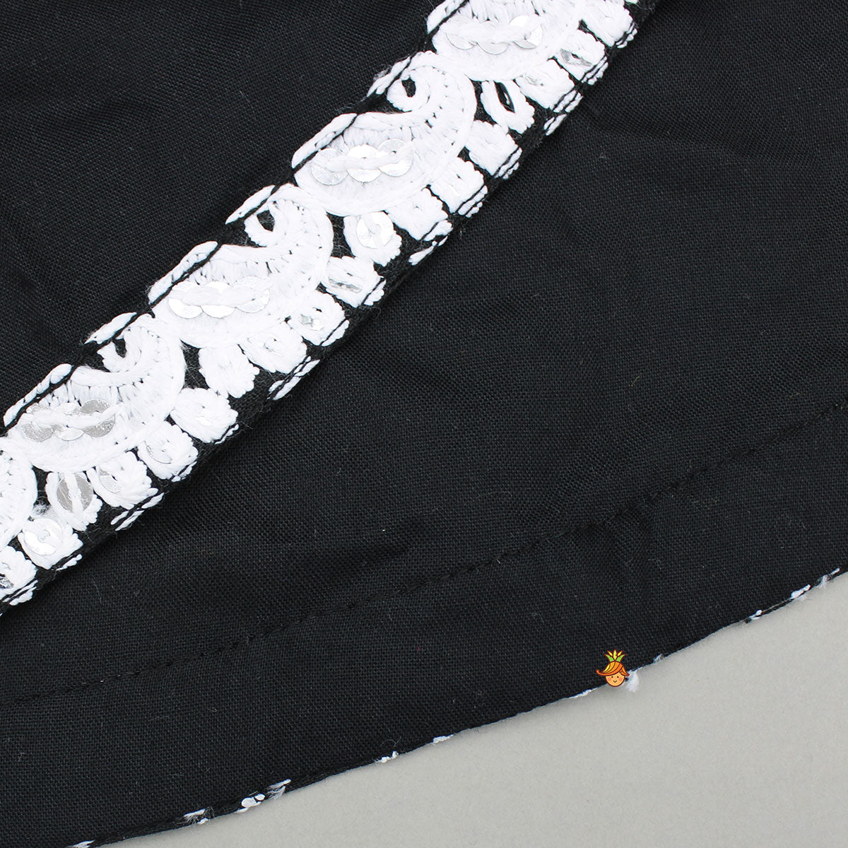 Pre Order: Intricate Embroidered Front Slit Black Kurti And Sharara