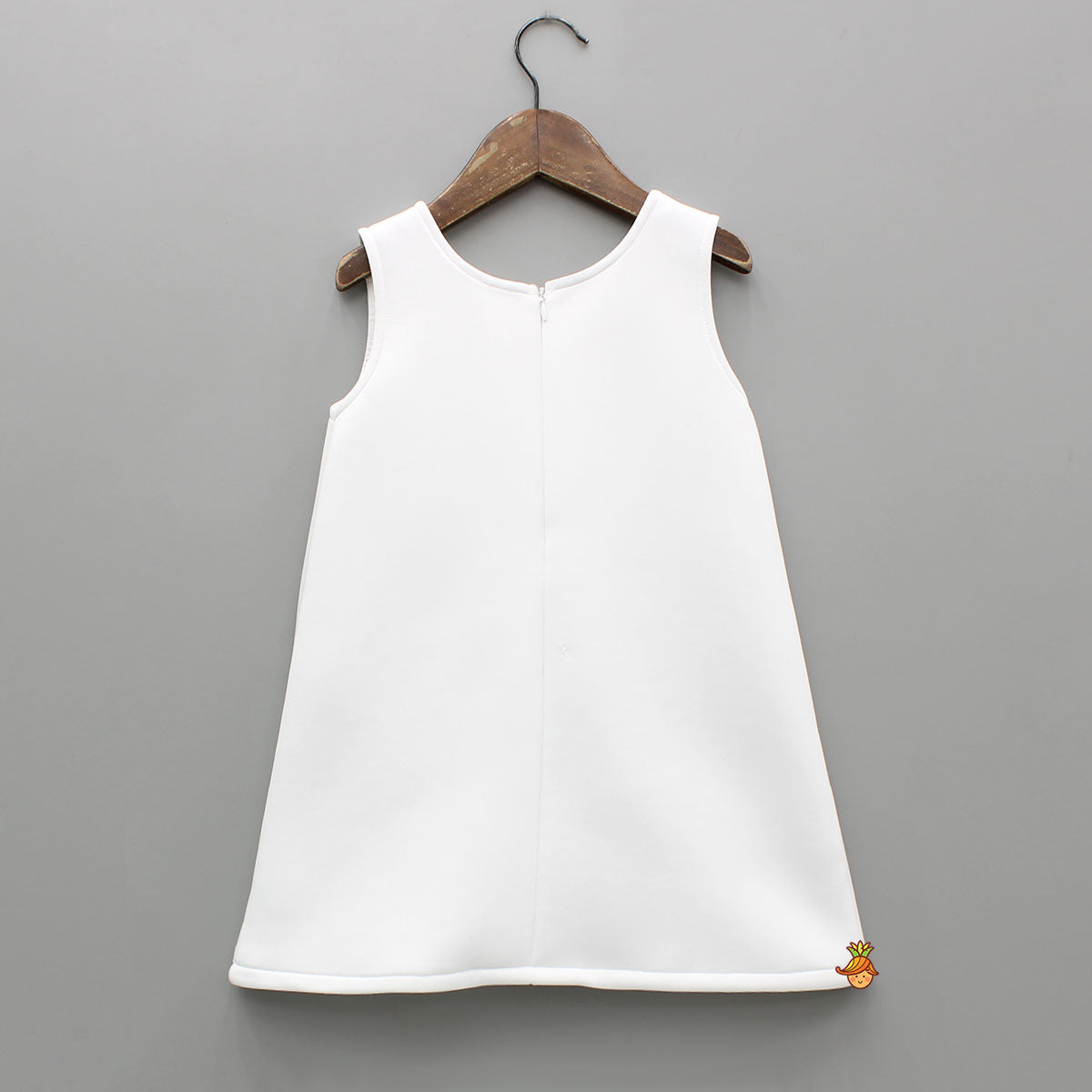 Pre Order: Sequins Rainbow Embroidered White Dress With Bowie Hair Clip