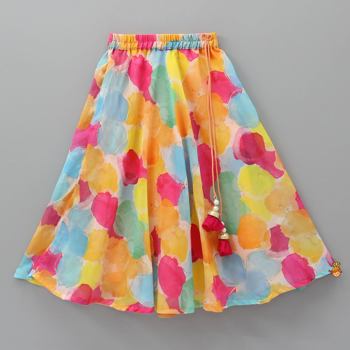 Ruffle Layered Top With Printed Lehenga