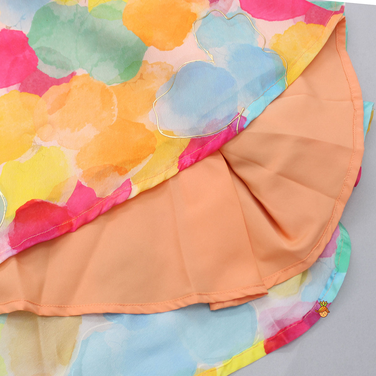 Ruffle Layered Top With Printed Lehenga
