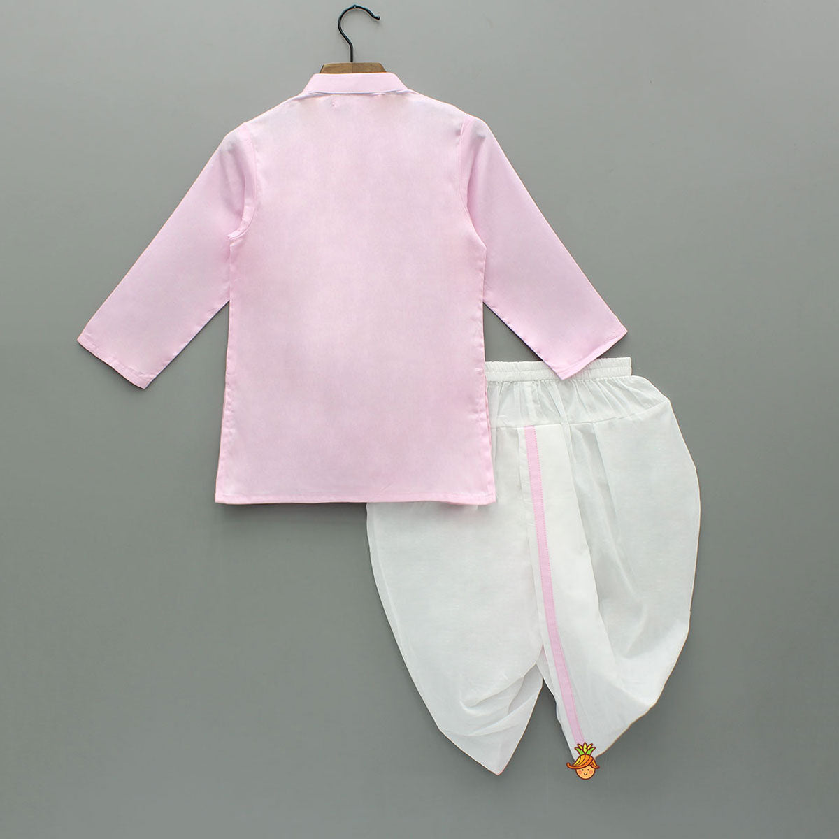Lotus Patch Embroidered Pink Kurta And Dhoti