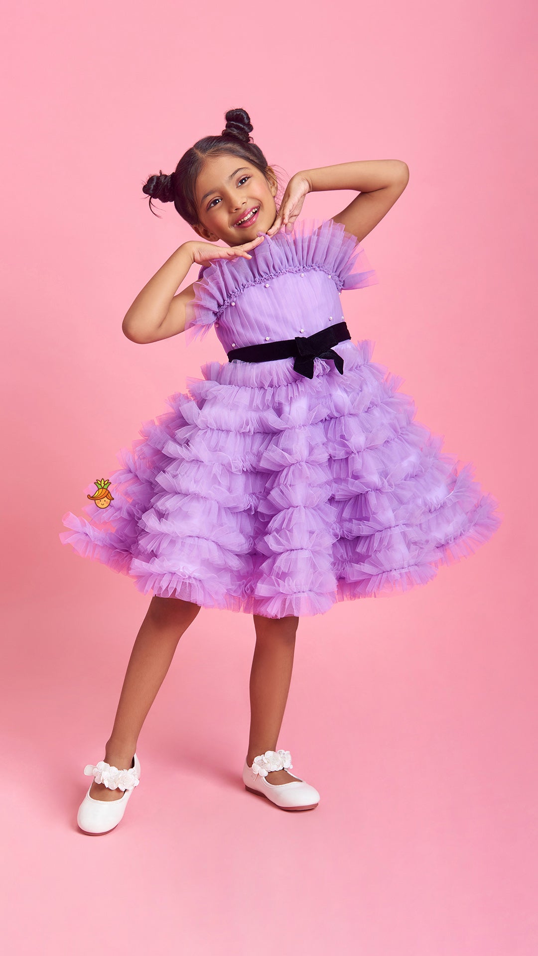 Ruffled Dress With Attached Bowy Belt