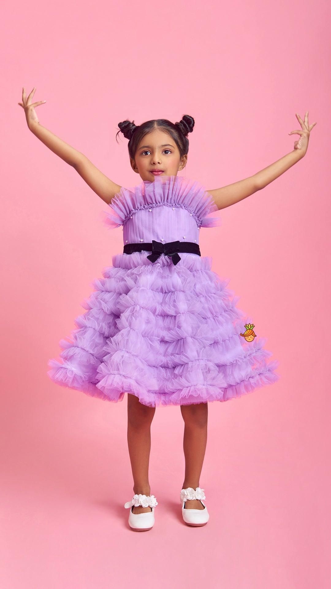Ruffled Dress With Attached Bowy Belt