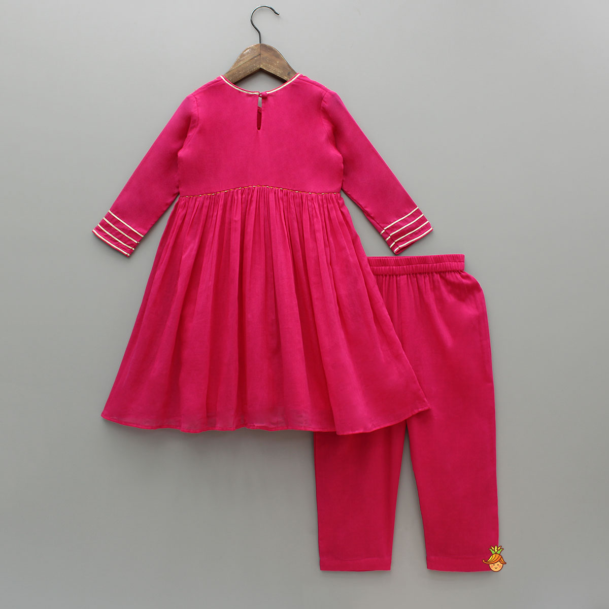 Pre Order: Beads Adorned Pink Kurti And Pant With Dupatta