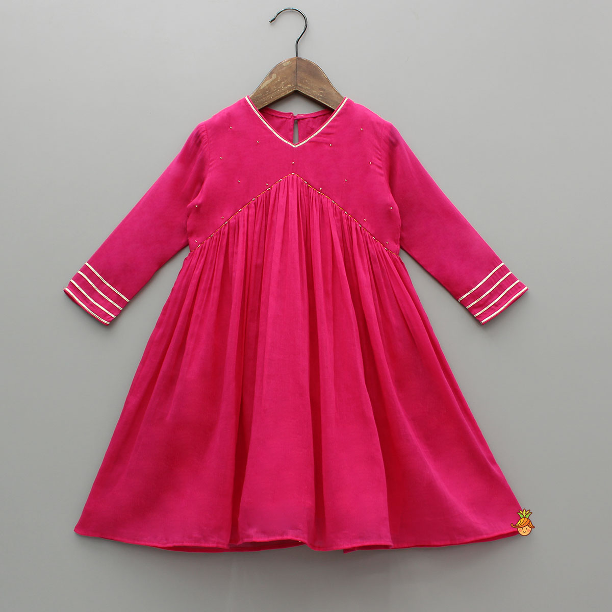 Pre Order: Beads Adorned Pink Kurti And Pant With Dupatta