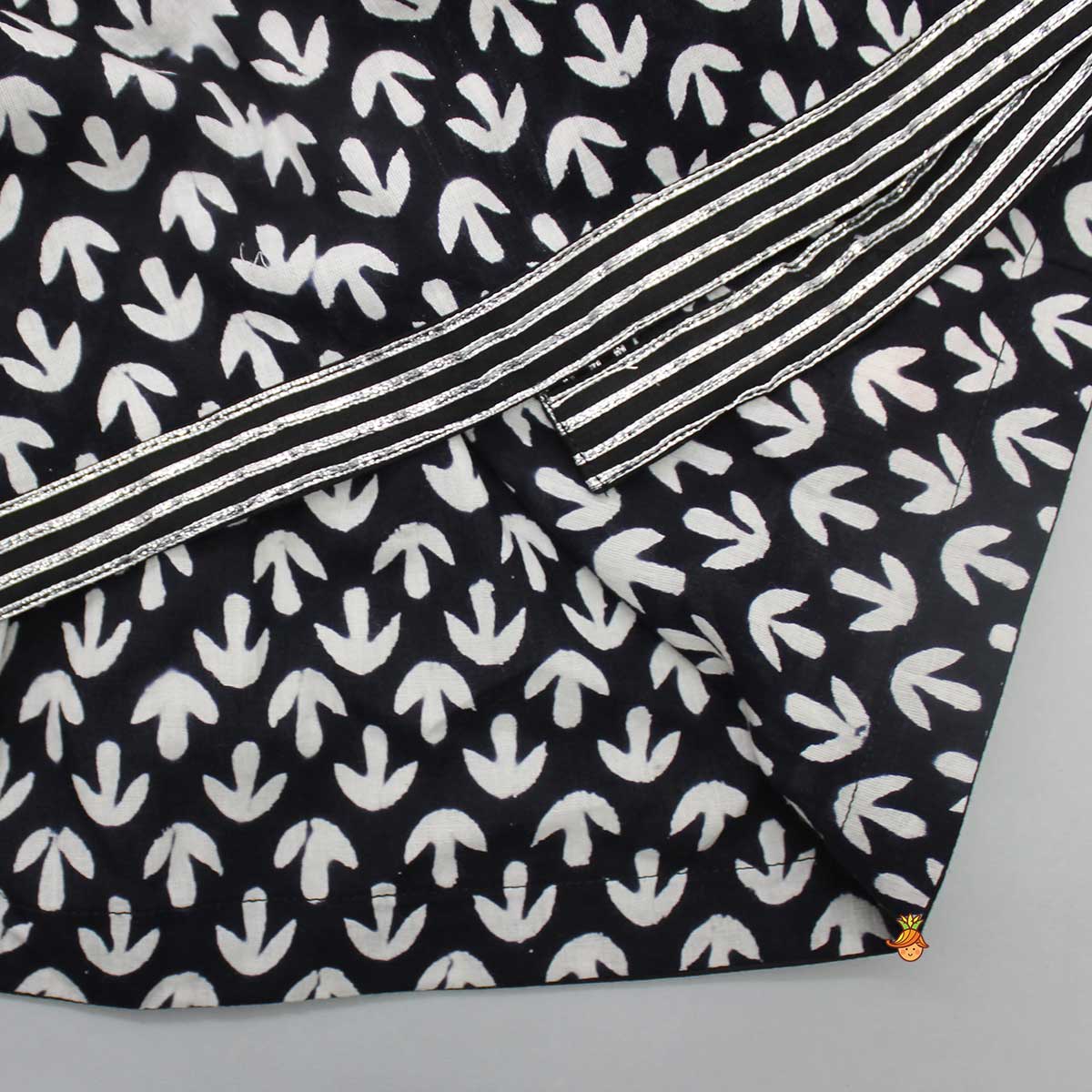 Pre Order: Black And White Angrakha Kurti With Dhoti