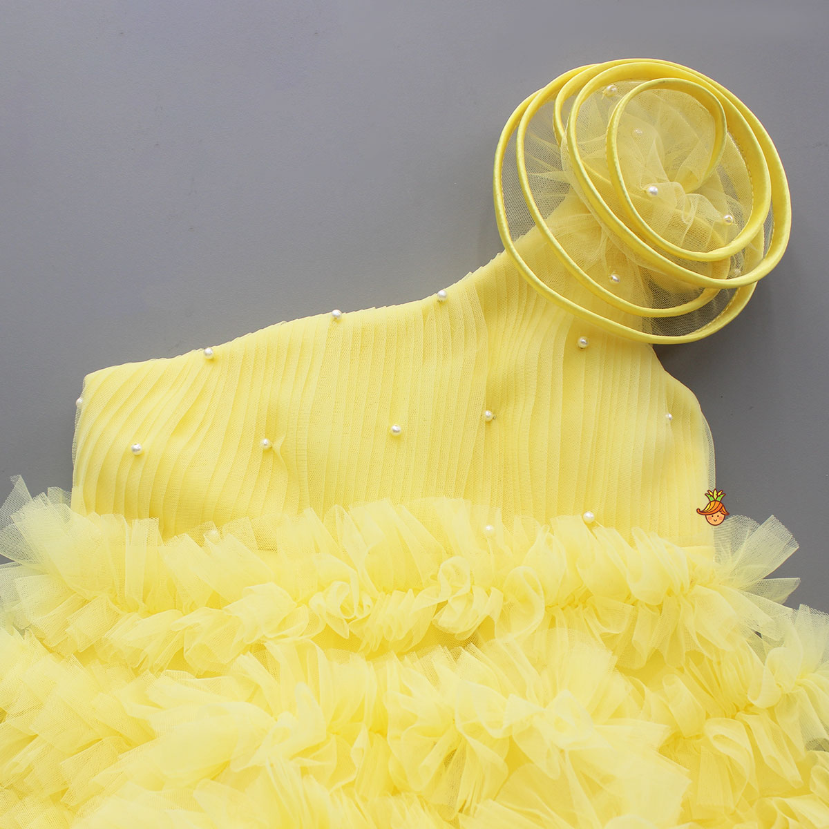 Swirl Enhanced One Shoulder Yellow Dress