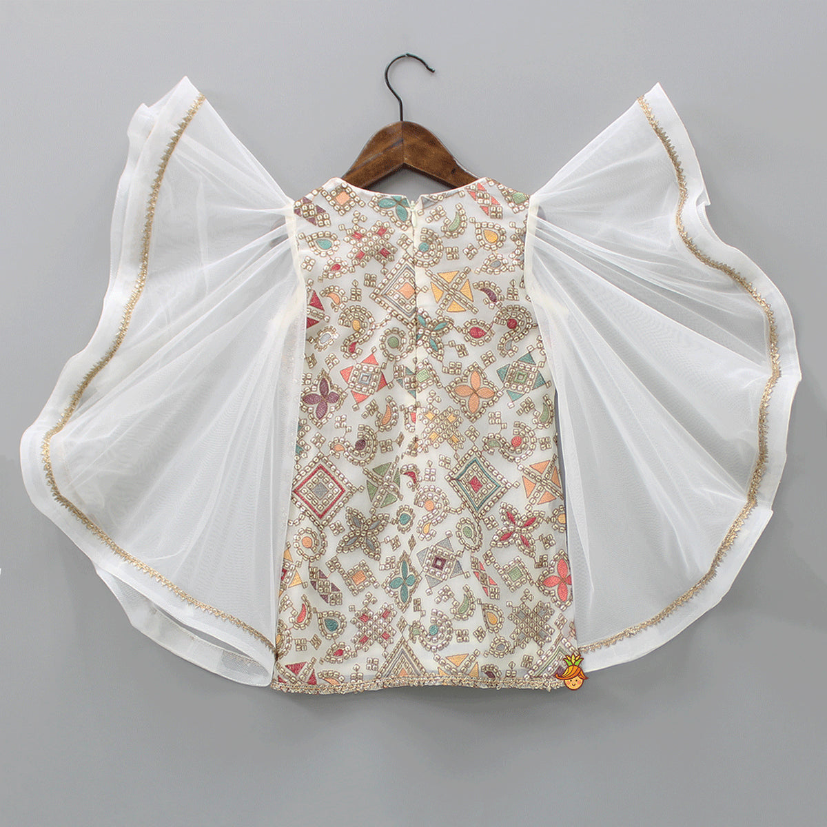 Pre Order: Sequins Embroidered Stylish Ruffled Sleeves Dress