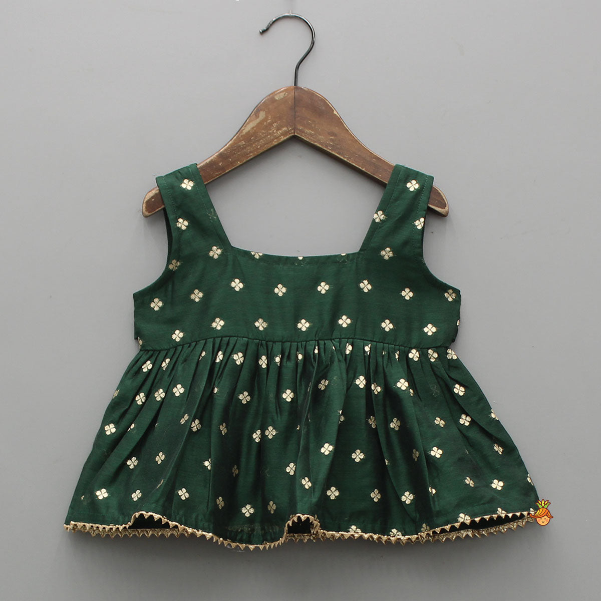 Pre Order: Embroidered Sleeveless Green Peplum Top And Lehenga