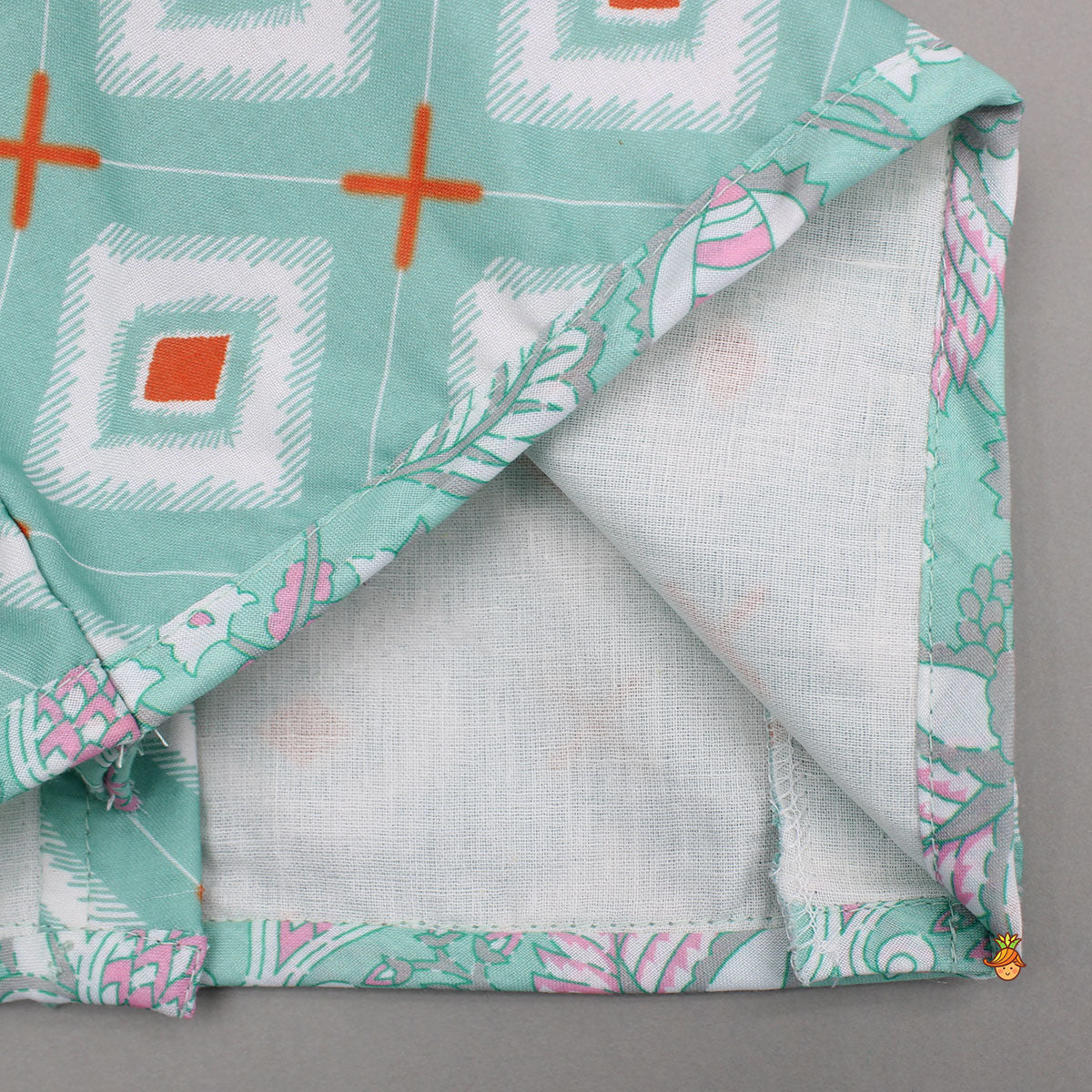 Pre Order: Printed Crop Top With Green Jacket And Sharara Style Palazzo