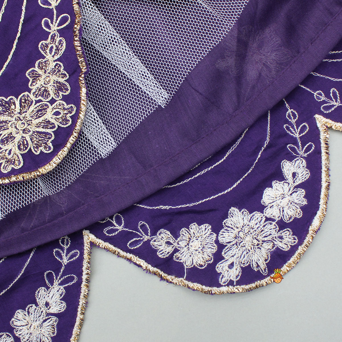 Pre Order: Dual Back Knot Detail Purple Top And Tassels Enhanced Lehenga