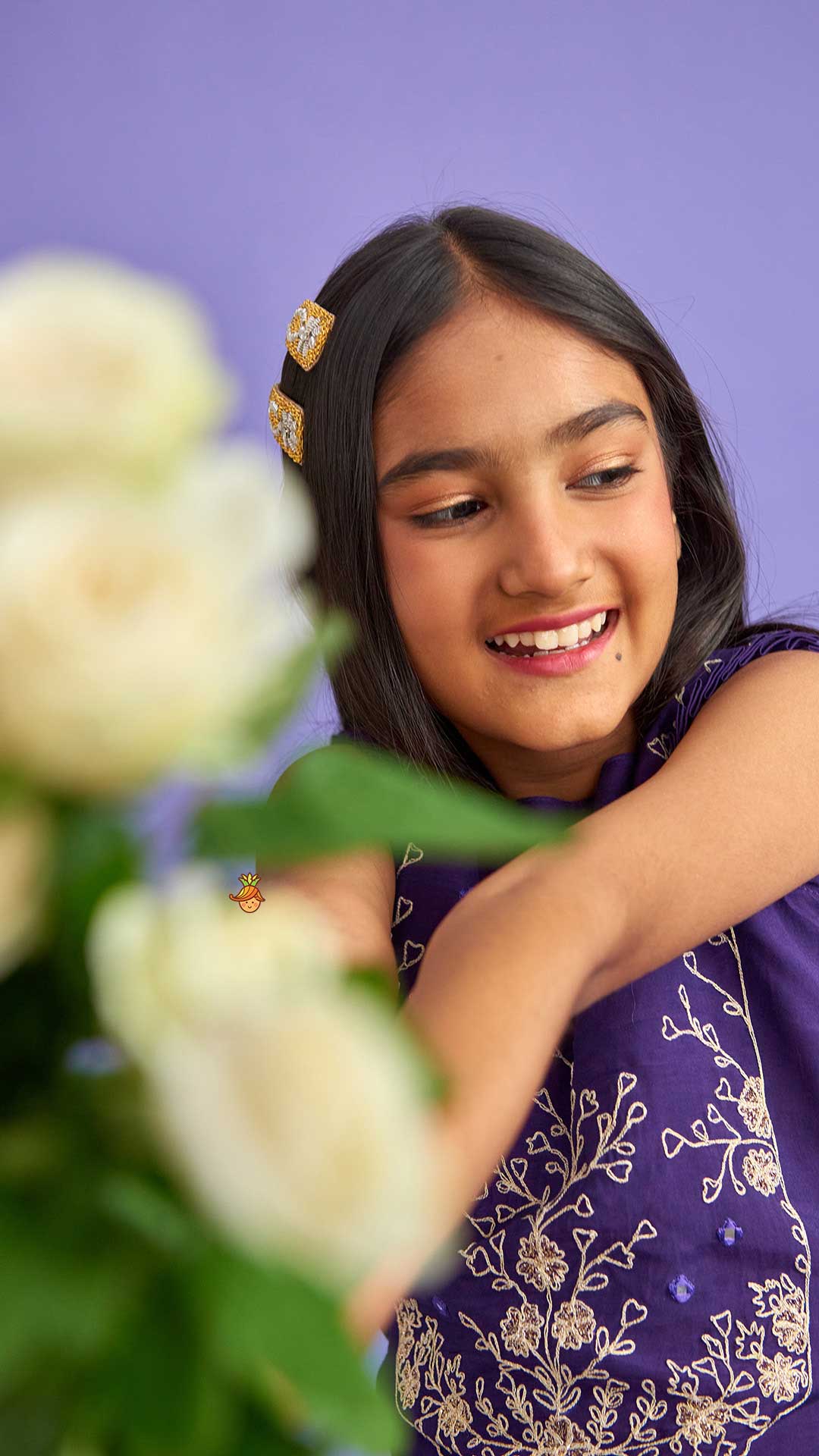 Pre Order: Dual Back Knot Detail Purple Top And Tassels Enhanced Lehenga