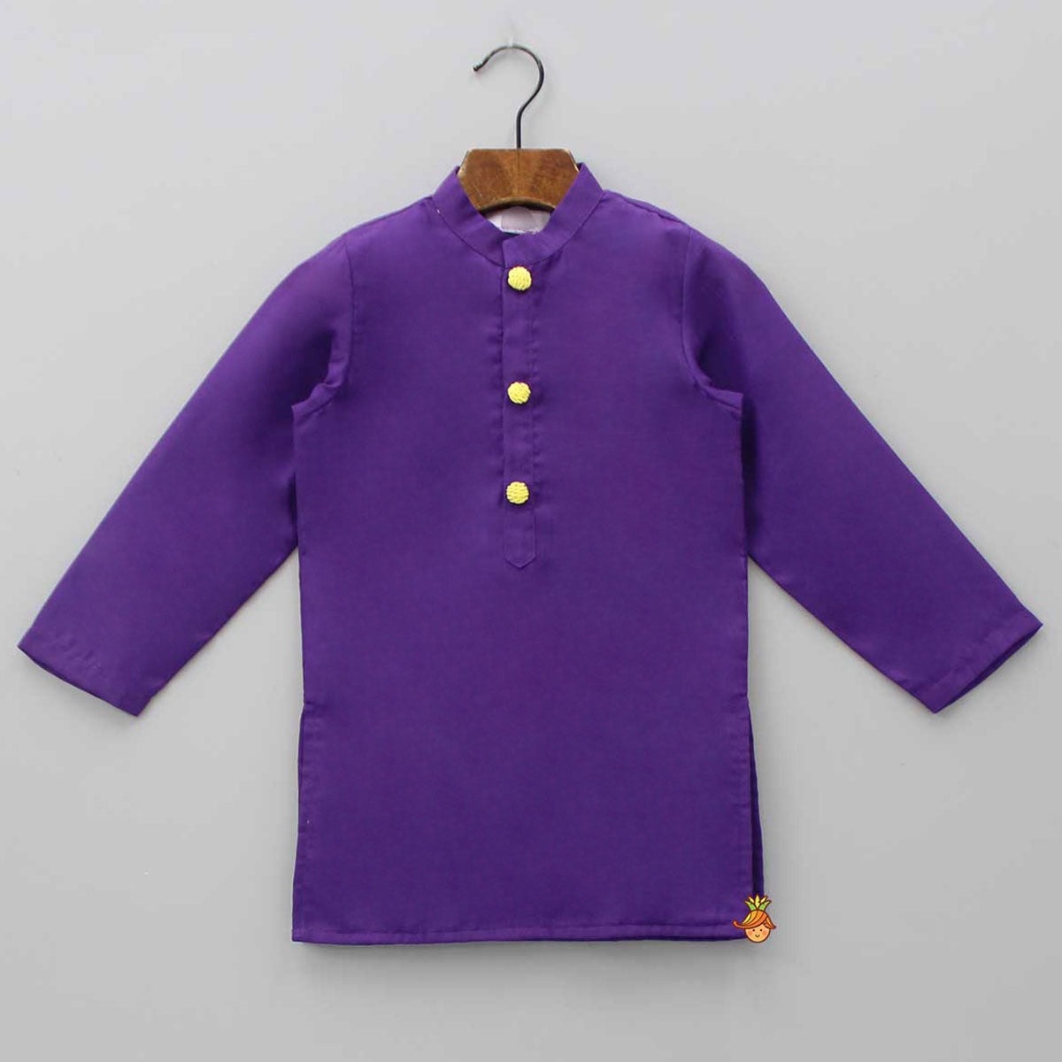 Pre Order: Purple Ethnic Kurta With Printed Open Jacket And White Pyjama