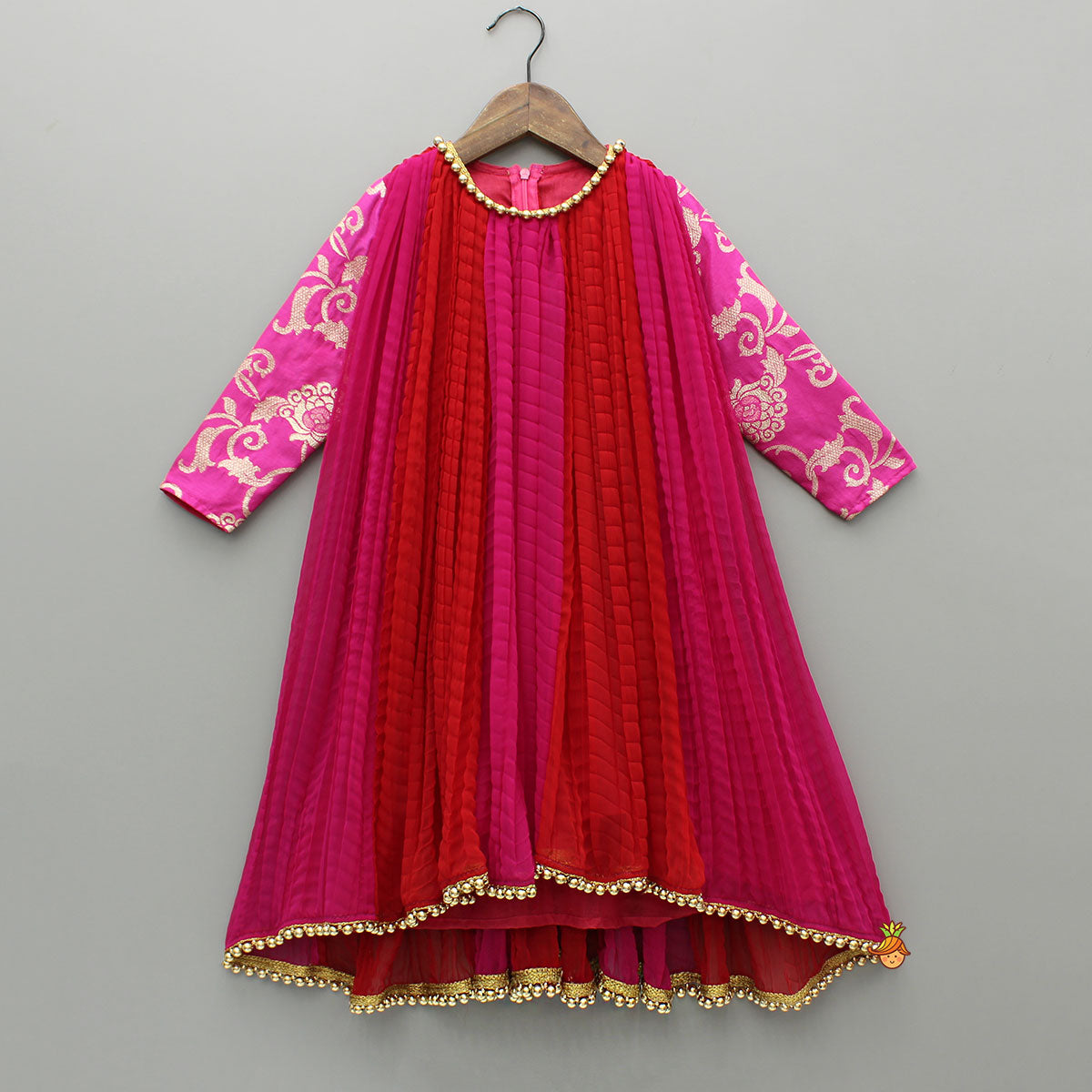 Pre Order: Dual Tone Embroidered Sleeves Kurti