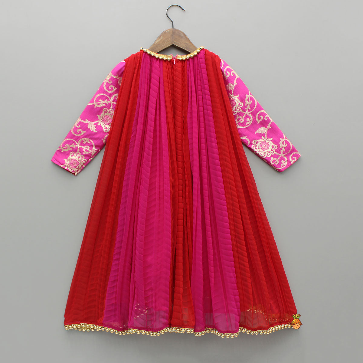 Pre Order: Dual Tone Embroidered Sleeves Kurti