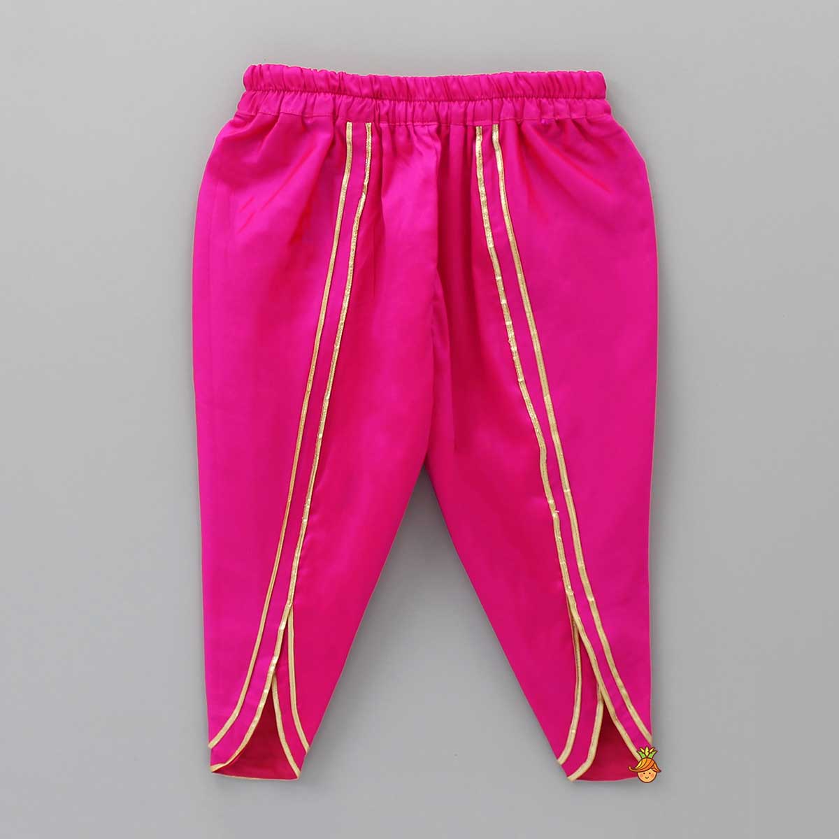 Heavy Embroidered Neckline Pink Kurti And Dhoti With Dupatta