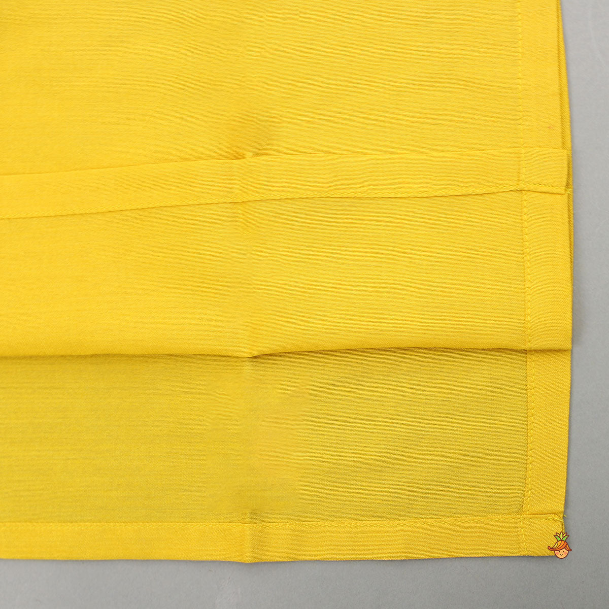 Pre Order: Faux Mirror Work Front Placket Yellow Kurta With Pocket Detail Jacket And Pyjama