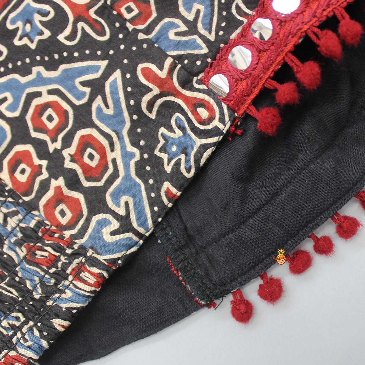 Halter Neck Smocked Back Printed Top And Lehenga