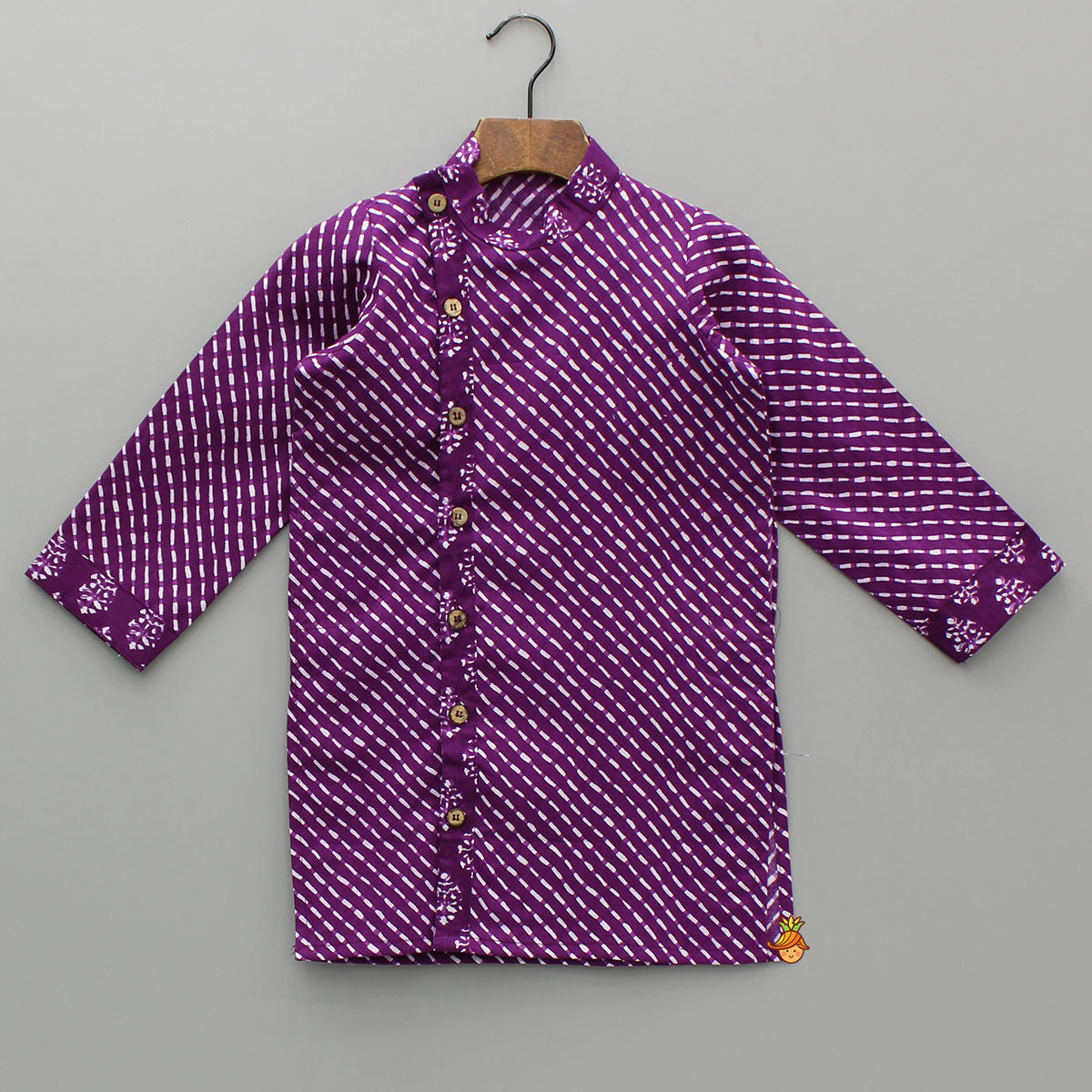 Pre Order: Printed Cotton Purple Kurta And Pyjama