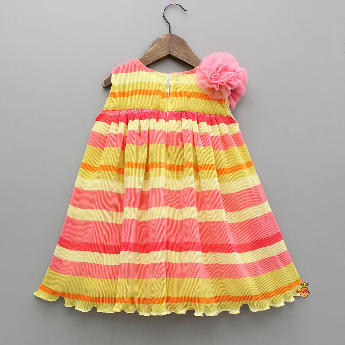 Pleated Crush Silk Multicolour Sleeveless Dress