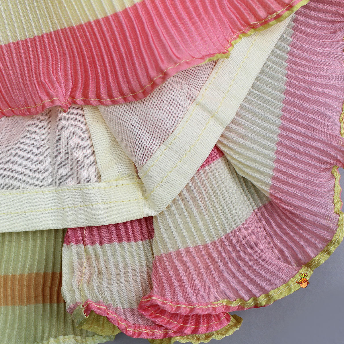 Pleated Crush Silk Multicolour Sleeveless Dress