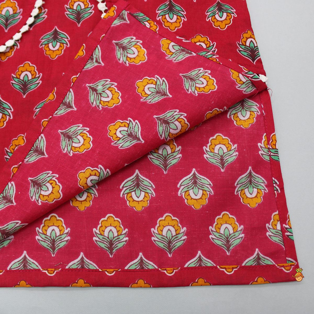 Pre Order: Jacket Style Red Printed Kurta And Pyjama
