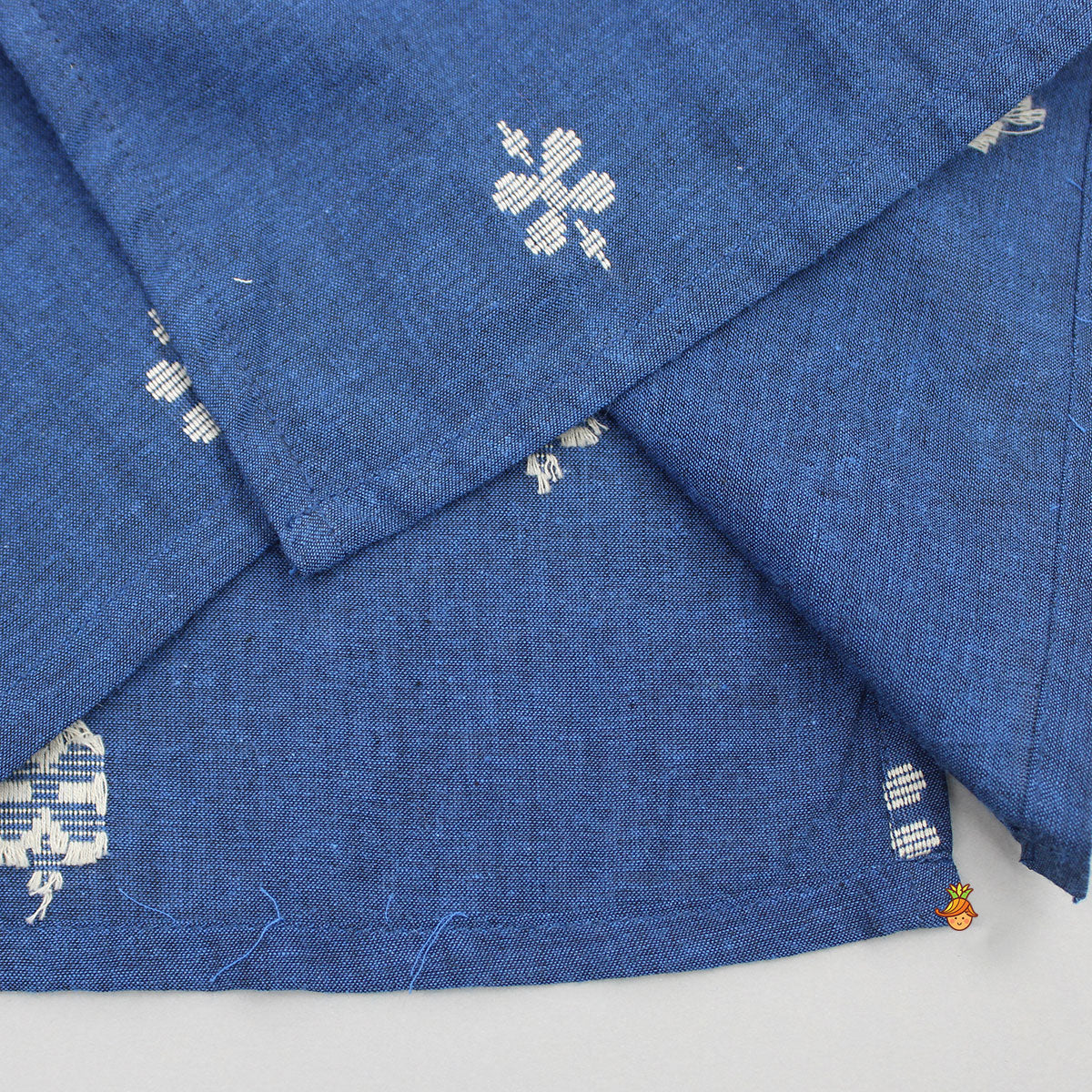 Blue Gota Lace Work Placket Kurta And Pyjama