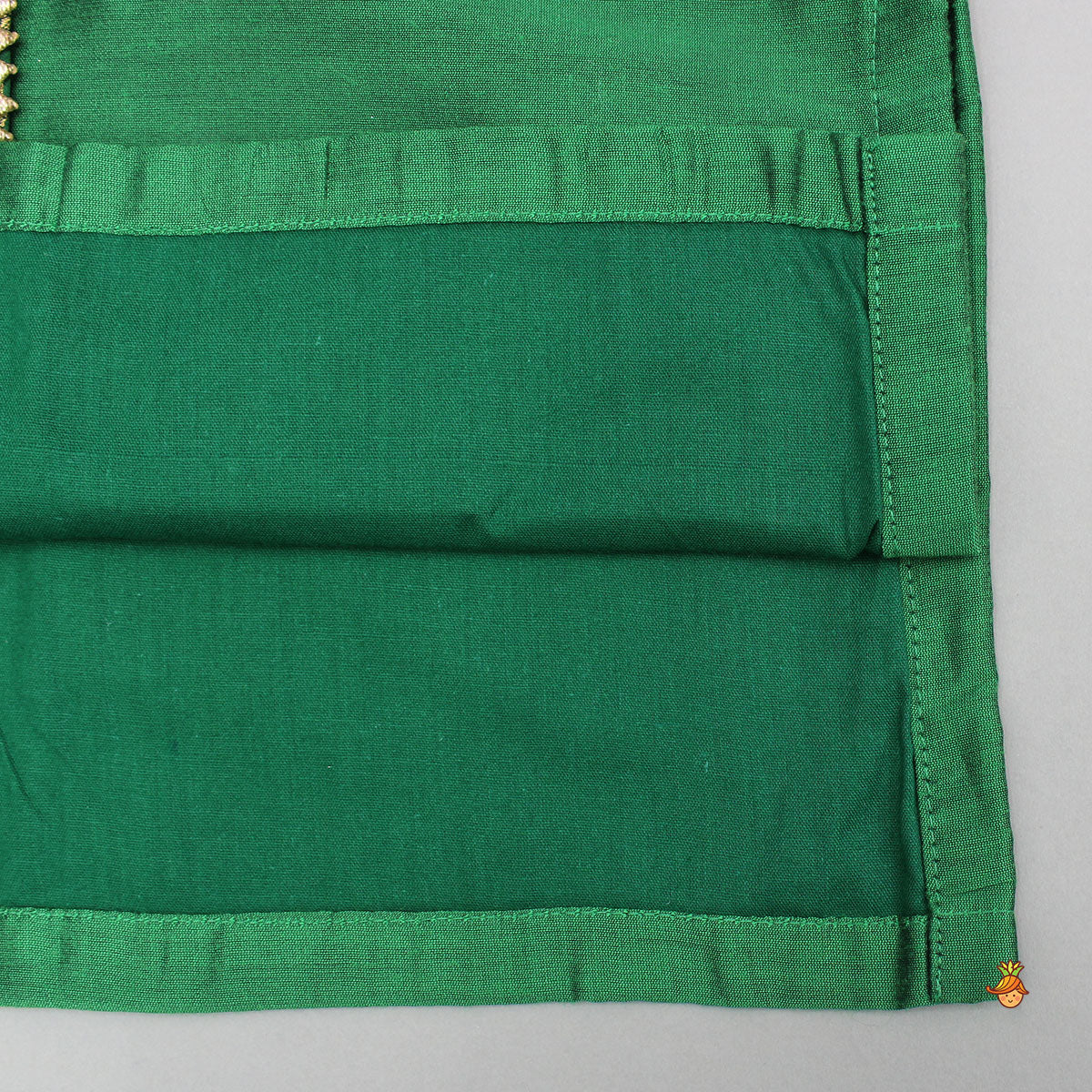 Pre Order: Attached Brocade Flap Green Kurta And Pyjama