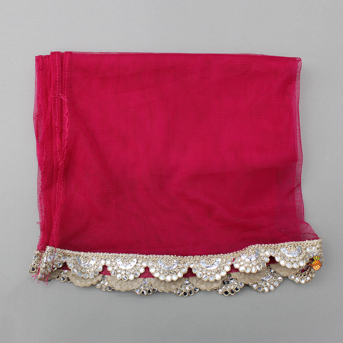 Pre Order: Tassels Enhanced Multicolour Printed Kurti And Sharara With Scalloped Lace Detail Pink Dupatta