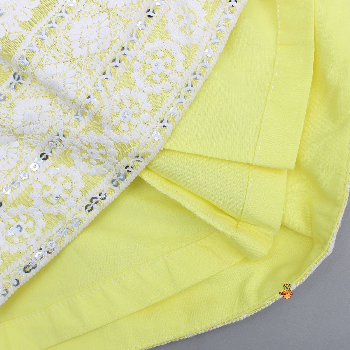Pre Order: Strappy V Neck Embroidered Yellow Kurti And Pant With Sling Bag