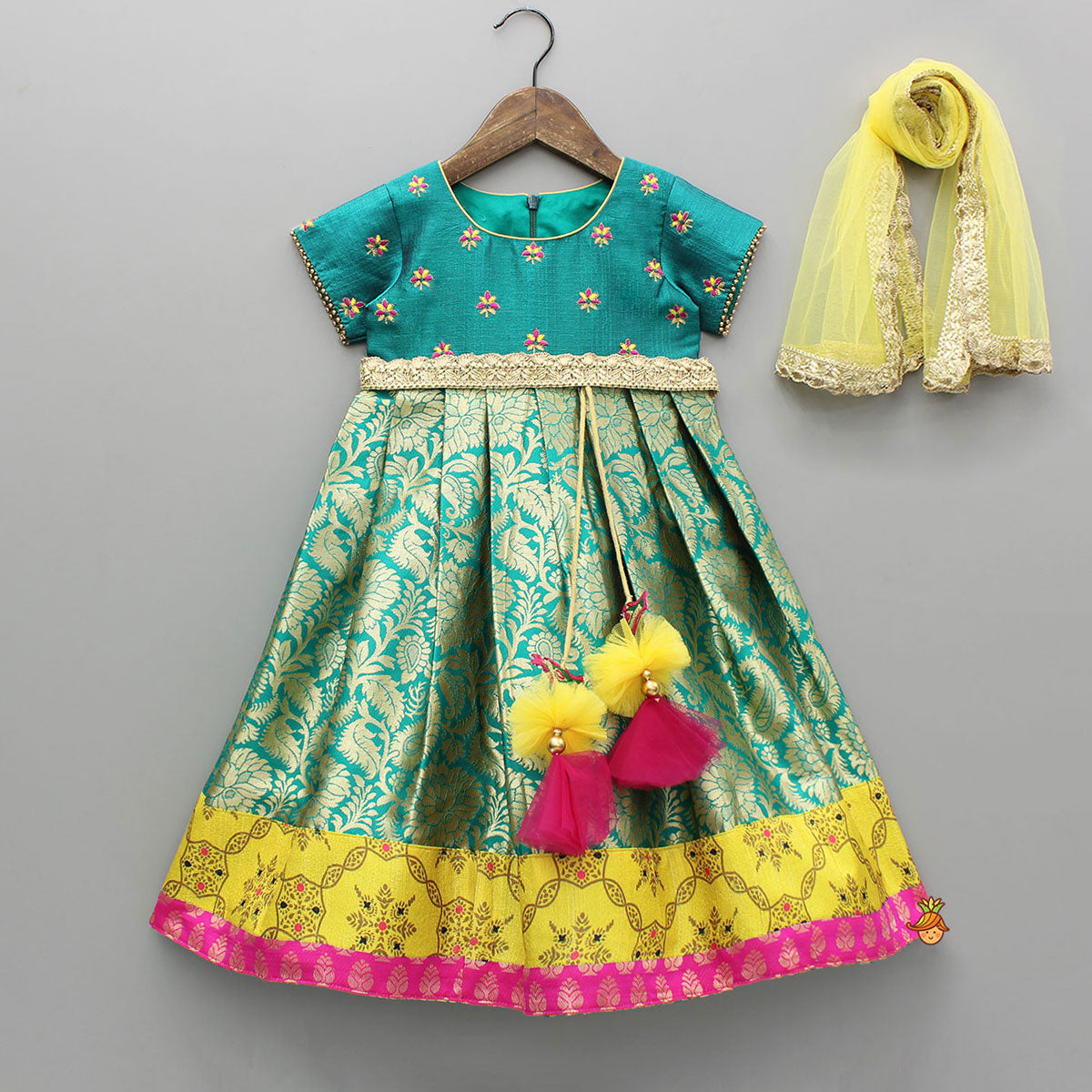 Pre Order: Gorgeous Brocade Anarkali And Yellow Dupatta