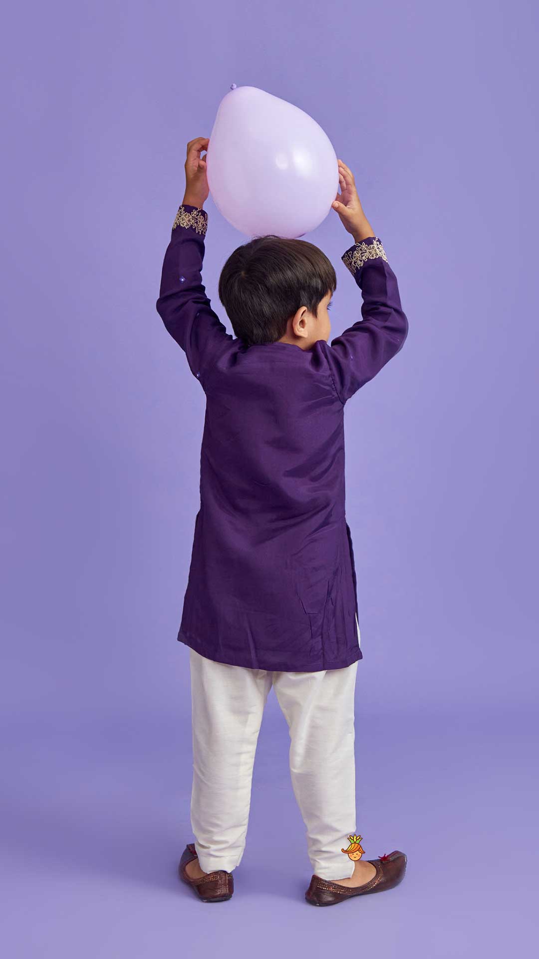 Pre Order: Purple Faux Mirror Work Kurta With Pyjama