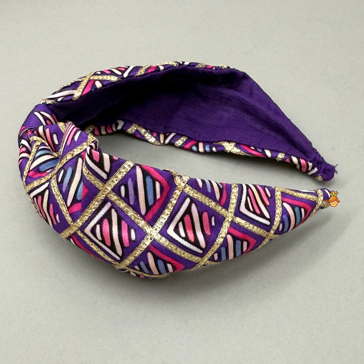 Pre Order: Scalloped Hem V Neck Purple Top And Lehenga With Matching Hair Band