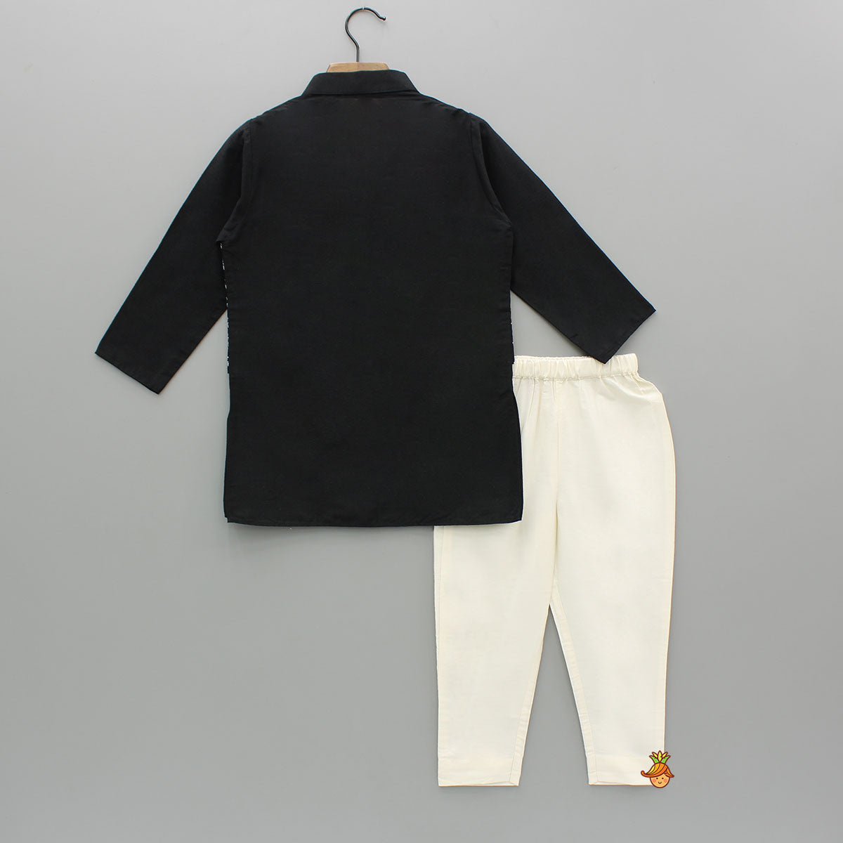 Jacket Style Black Kurta And Pyjama