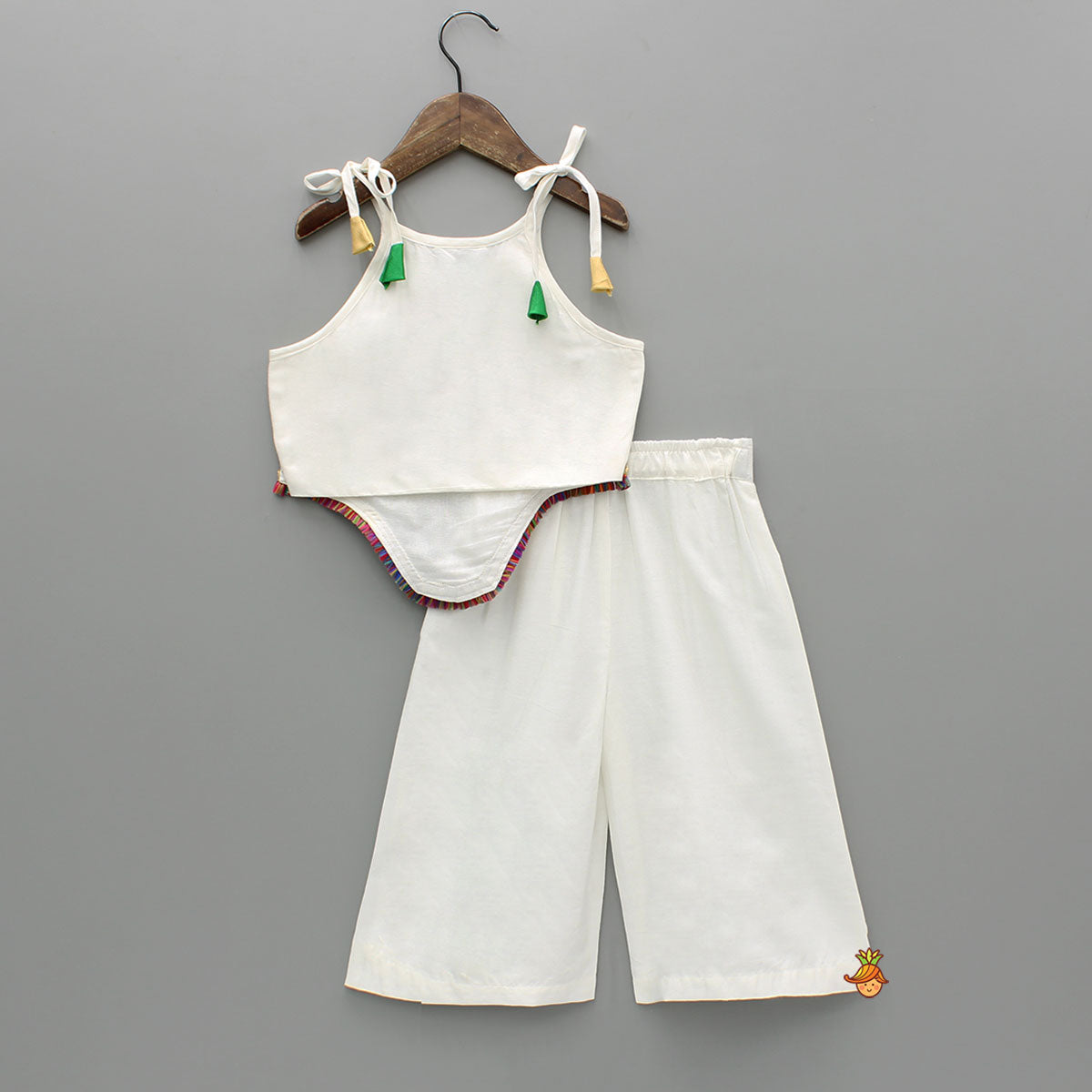 Pre Order: Asymmetric Multicolour Embroidered Top With Palazzo