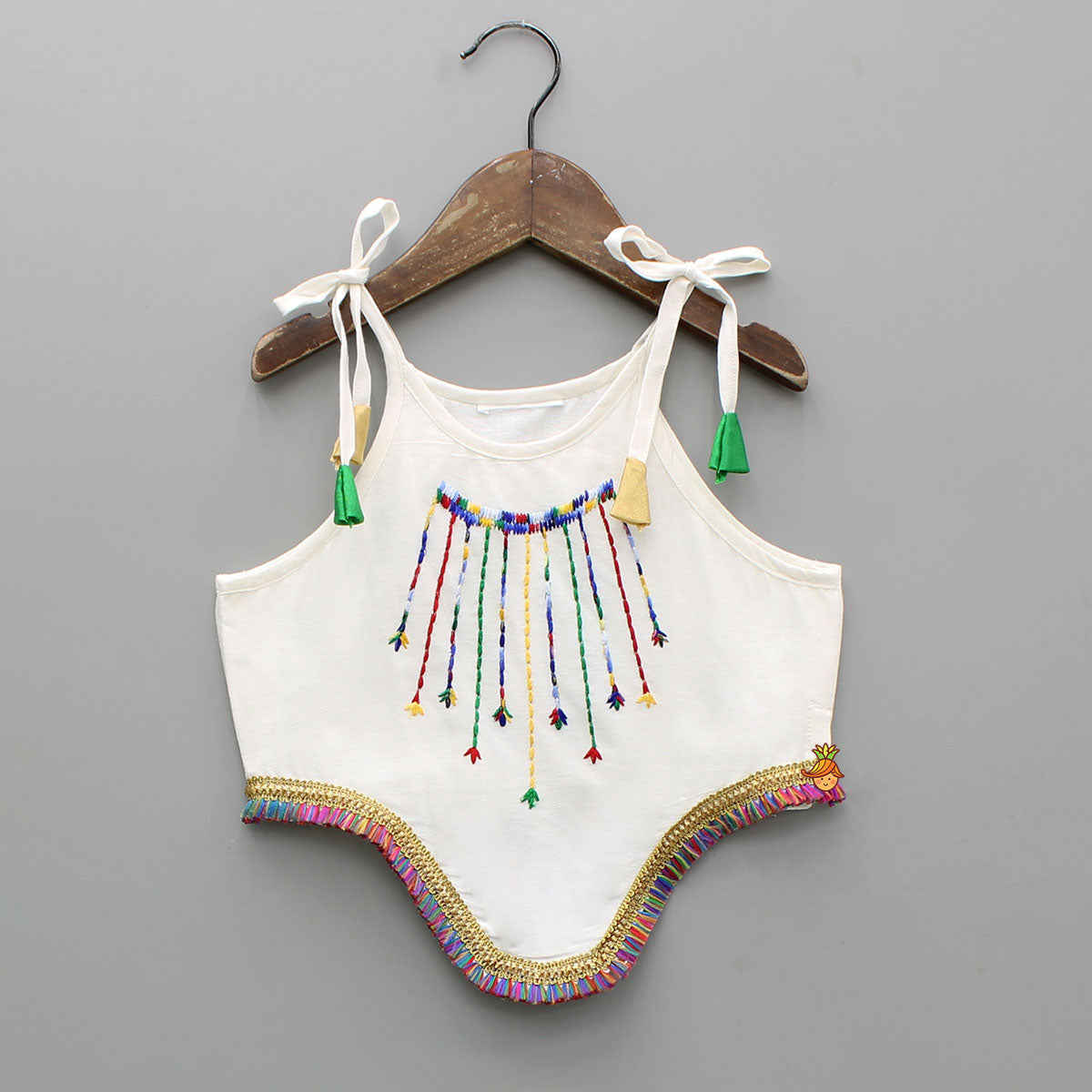 Pre Order: Asymmetric Multicolour Embroidered Top With Palazzo