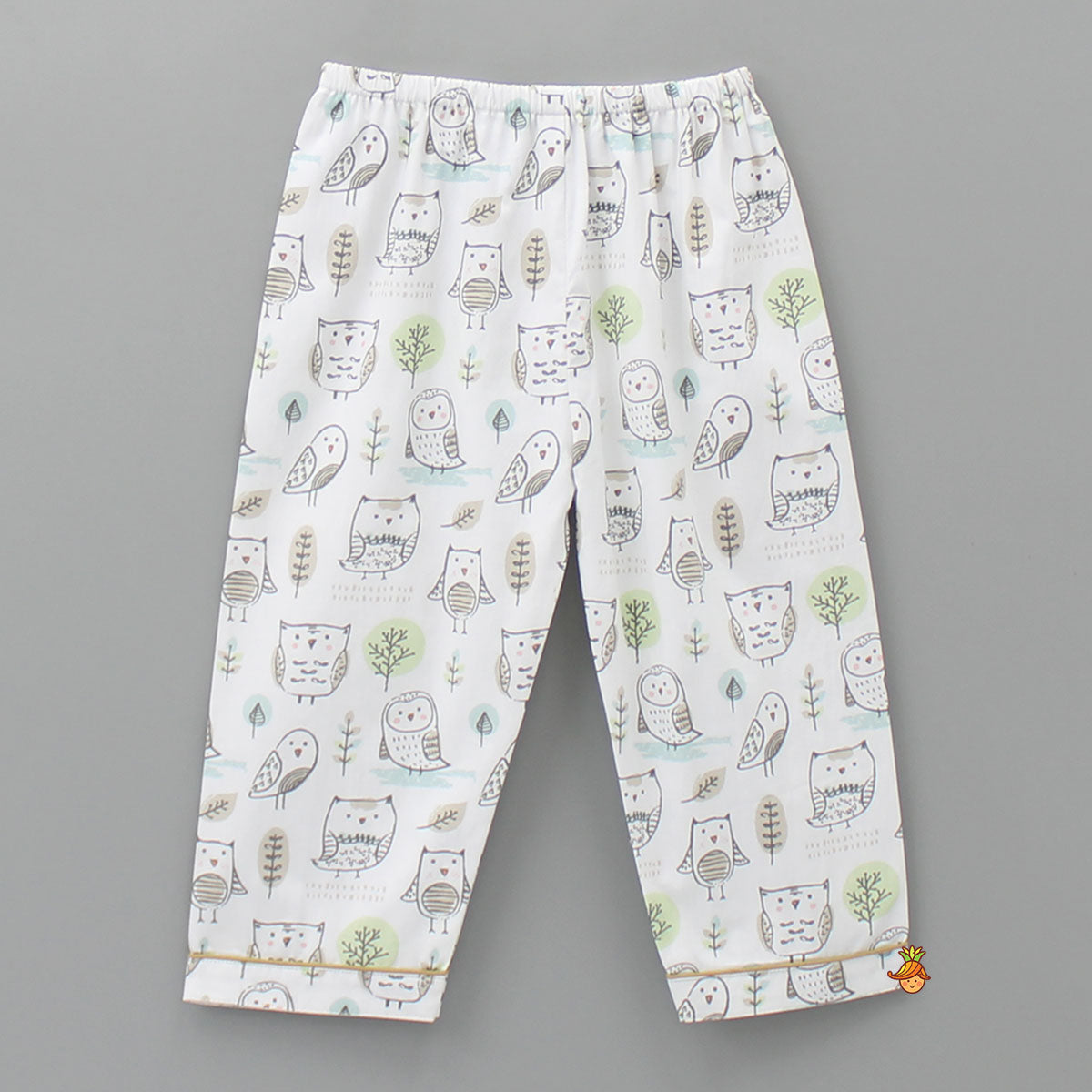 Pre Order: Owl Printed Off White Sleepwear