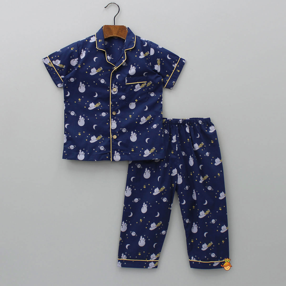 Pre Order: Night Theme Printed Blue Sleepwear
