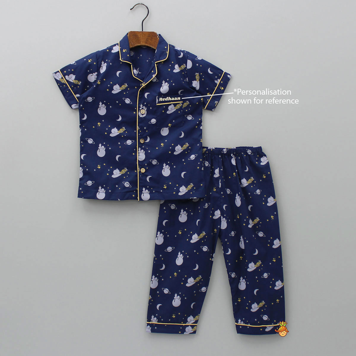 Pre Order: Night Theme Printed Blue Sleepwear