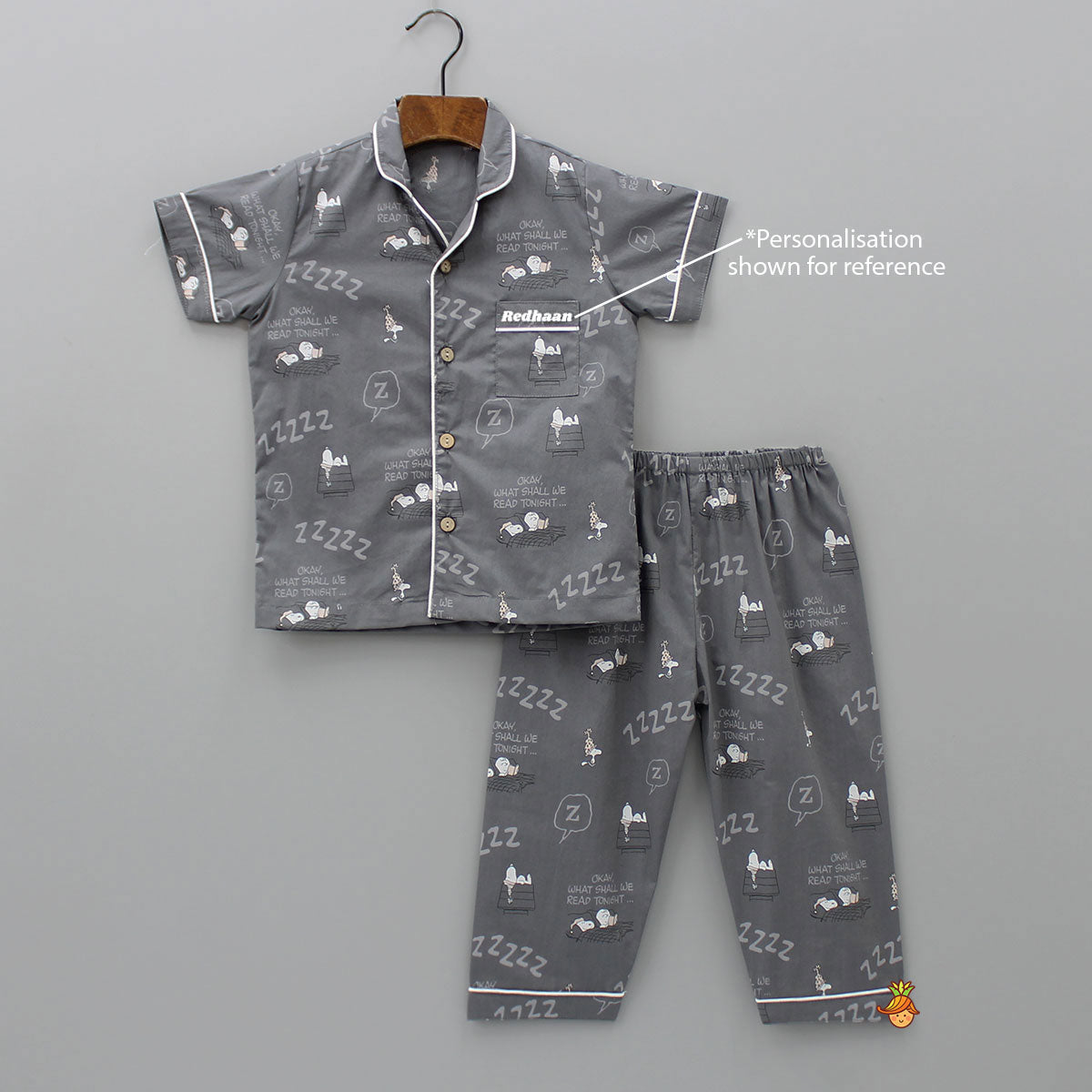 Pre Order: Grey Snooze Printed Sleepwear