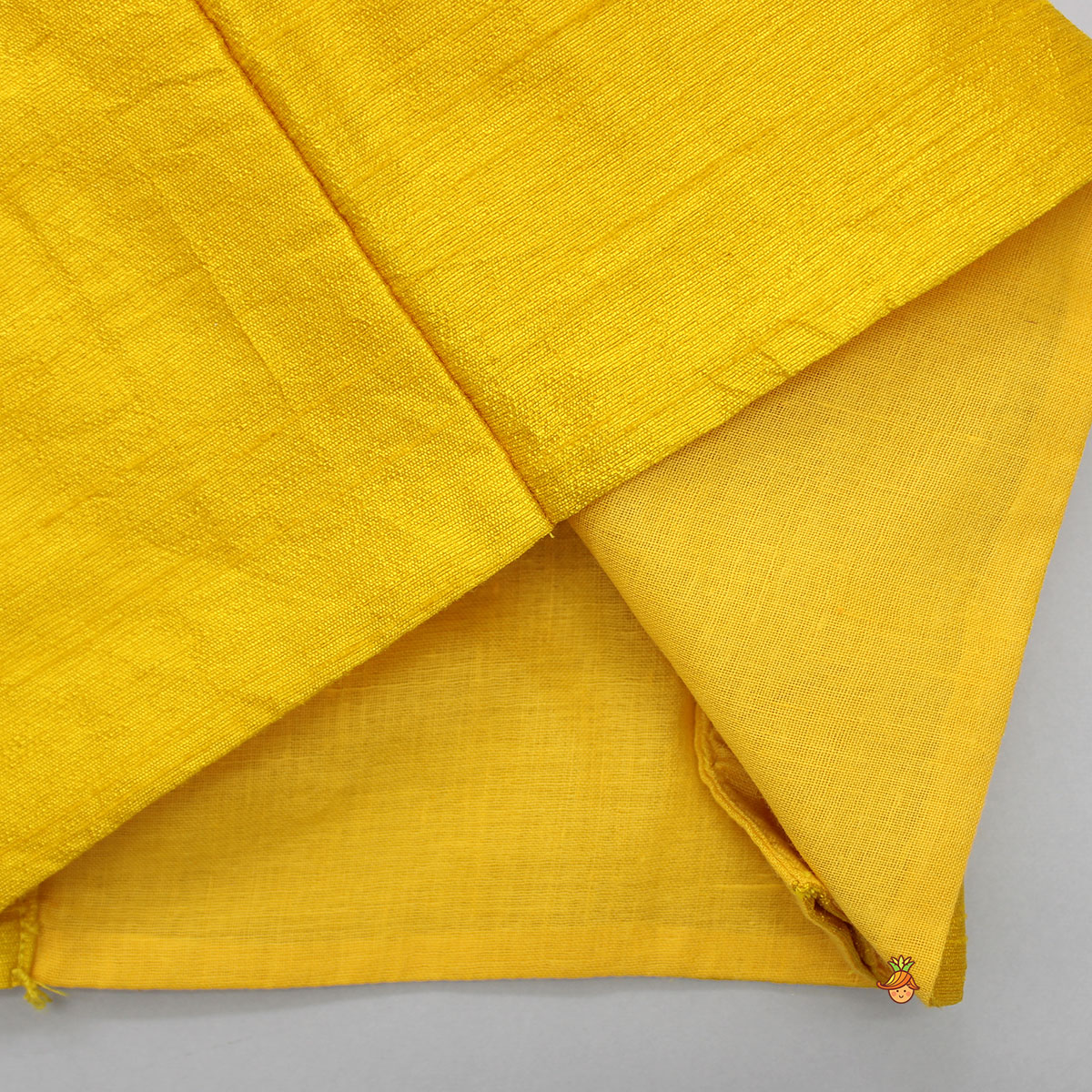 Pre Order: Mustard Crop Top With Notch Collar Jacket And Skirt