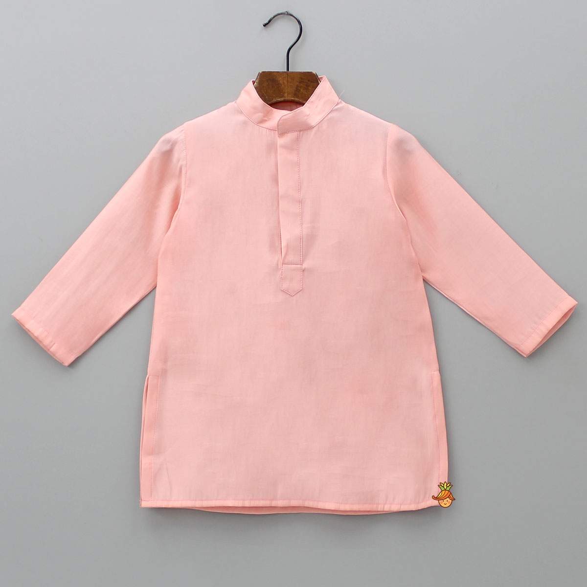Pre Order: Peach Kurta With Brocade Jacket And Pyjama